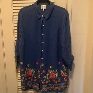 Fig and Flower Blue Button-Up Shirt